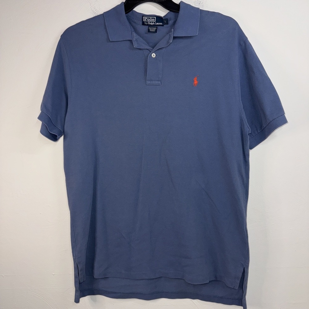 POLO Ralph Lauren Shirt Men's L Blue Short Sleeve Classic Fit Soft Cotton